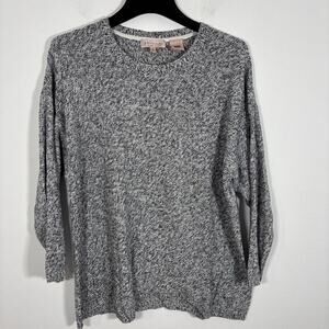 Philosophy Women's Plus 3X Dolman Sleeve Gray Ribbed Knit Cottagecore Sweater